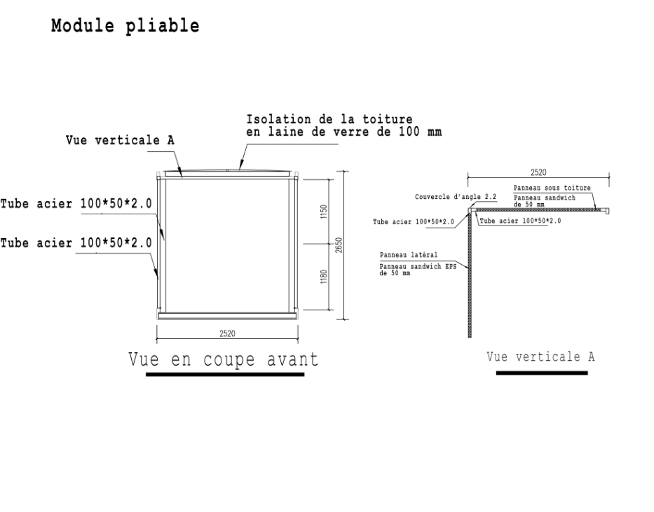 Module Dimension Module pliable 14m² Luxe - Fast Modul
